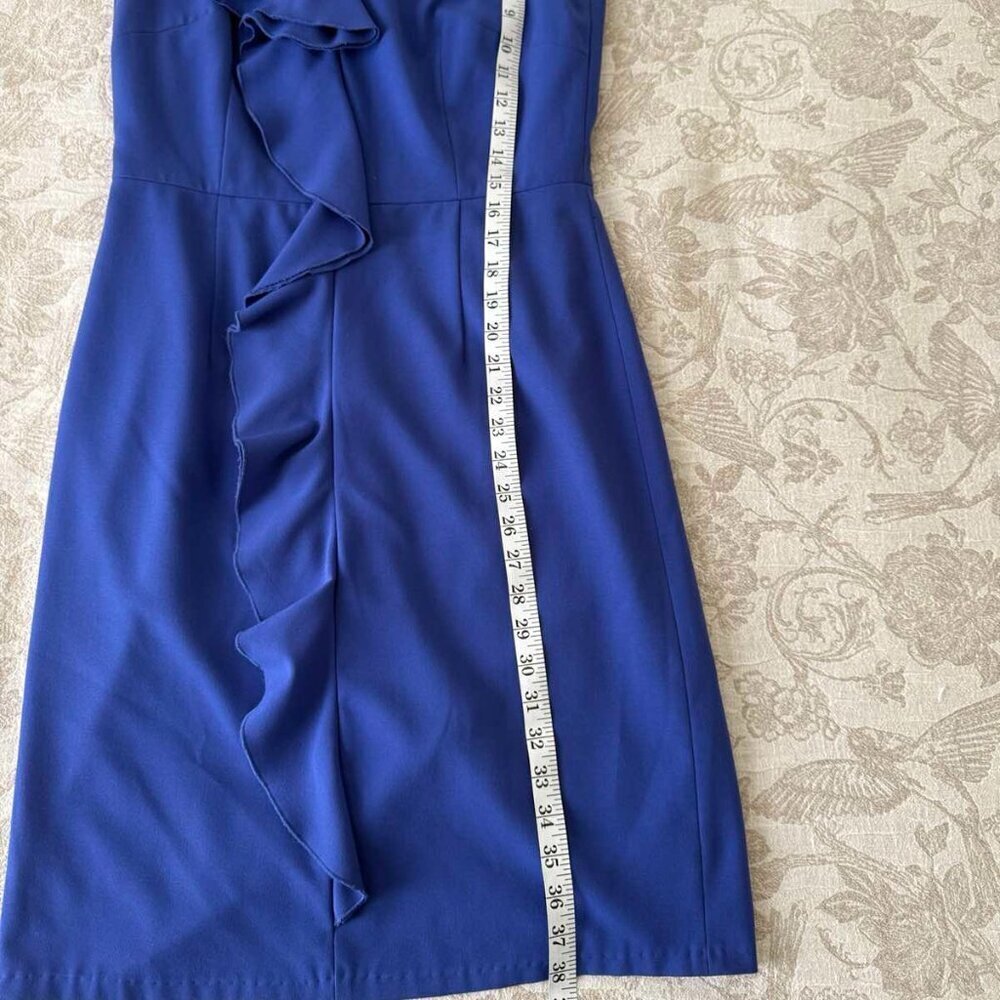 Antonio Melani Royal Blue Sleeveless Dress With Ruffle down Front  Size 6 - Picture 14 of 15